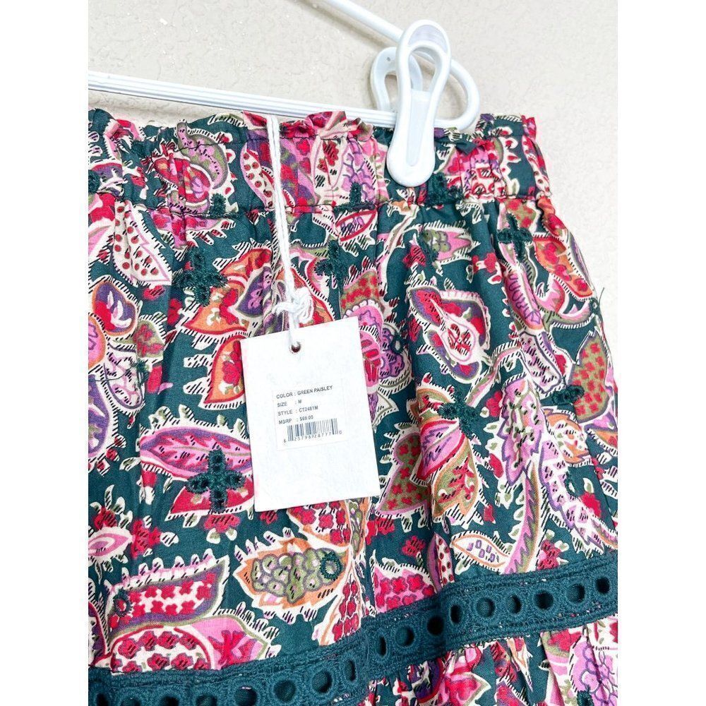 NWT! Jennifer & Grace Green Paisley Skirt size Medium - Picture 3 of 4